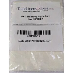 3/$20 Pack of 6 Fabric Cloth Napkins 17x17 Inches Ivory Dinner Napkin New